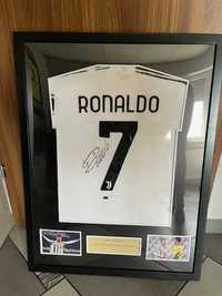 Koszulka Juventus autograf podpis Cristiano Ronaldo prezent rama