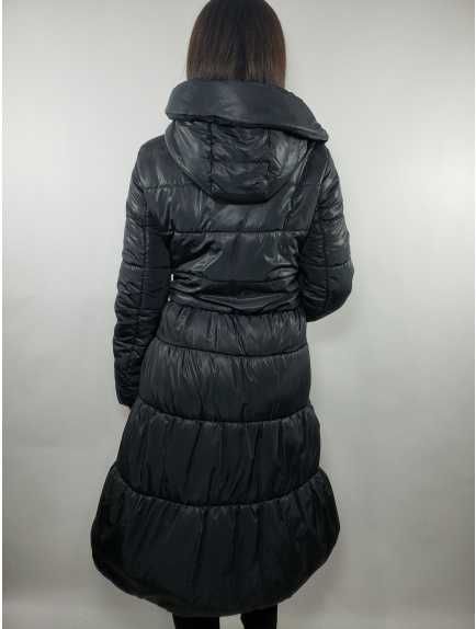 Зимний черный женский плащ пальто