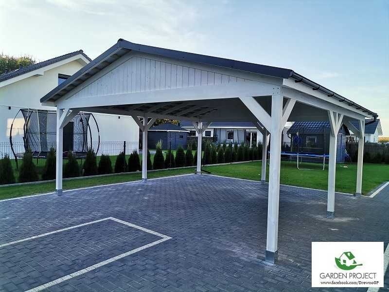 wiata carport2 z dachem dwu spadowym na dwa auta