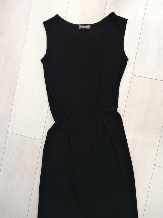 Czarna długa prosta sukienka rozciągliwa XL