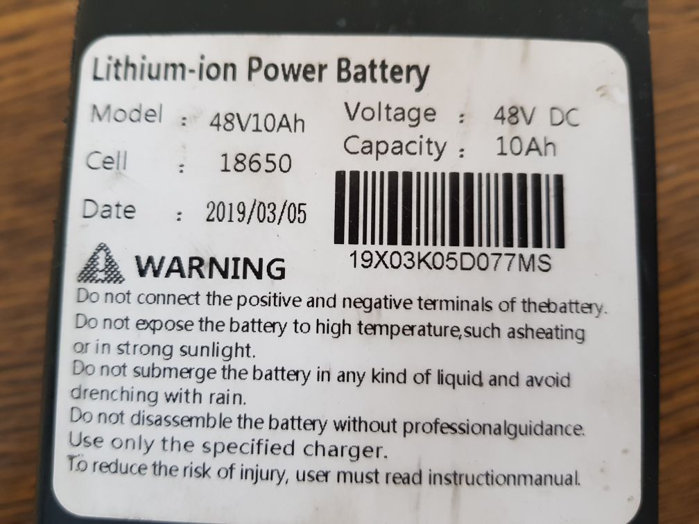 Аккумулятор 48V 10Ah