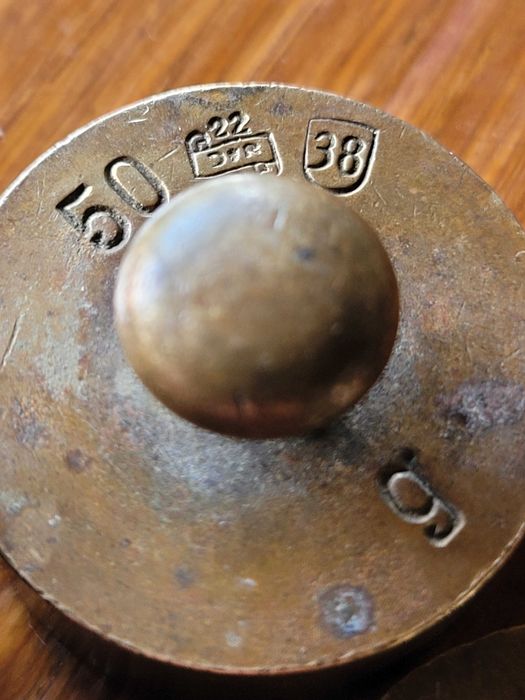 Stare przedwojenne mosiężne odważniki do wagi