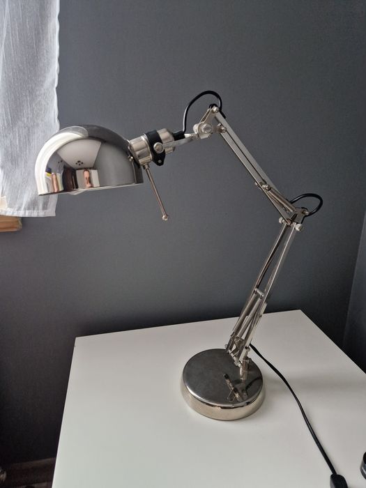 Lampa lampka biurowa składana srebrna, regulacja pochylenia, wysokości