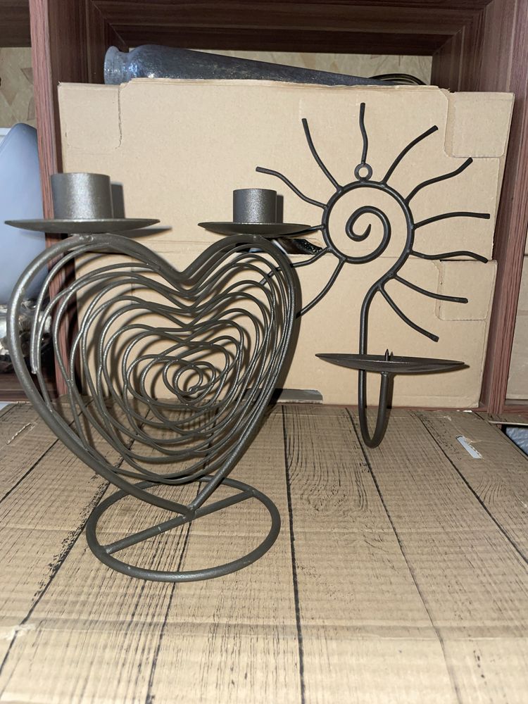 Świecznik metalowy czarny loft zestaw