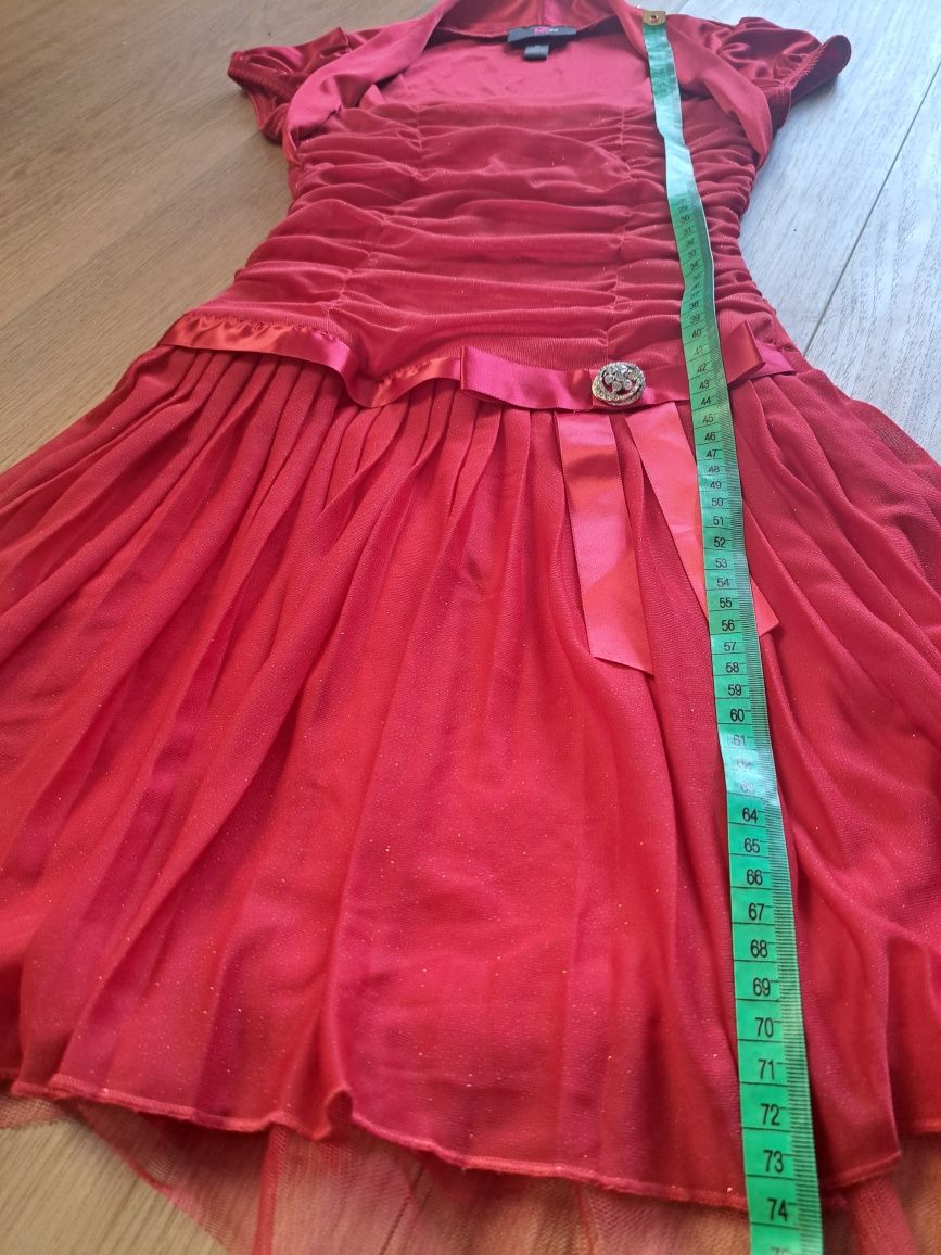 122 sukienka czerwona błyszcząca