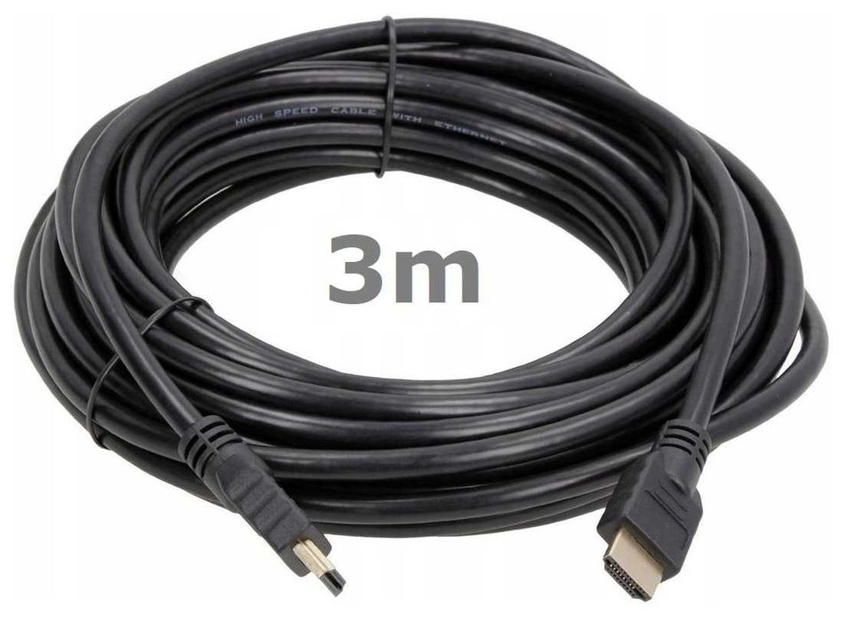 Kabel HDMI-HDM 3m Full HD v1.4 Gold 3D 4K DVBT 3M *VideoPlay Wejherowo