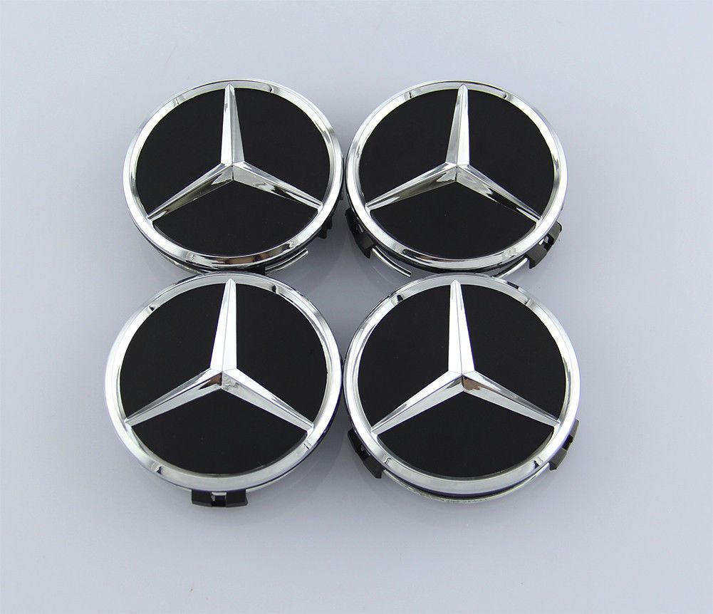 Z148 4 Centros Jante Emblema Mercedes Benz AMG 75mm Preto Novo!