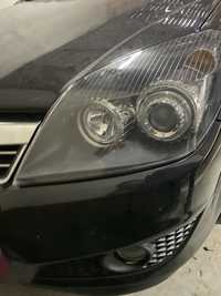 Farol esquerdo para Opel Astra, modelo angel eyes com fundo preto