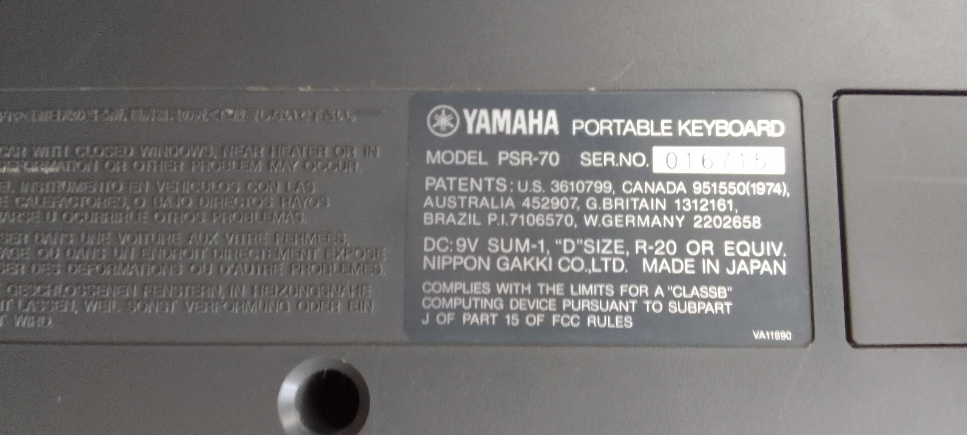 Teclado Yamaha PSR-70