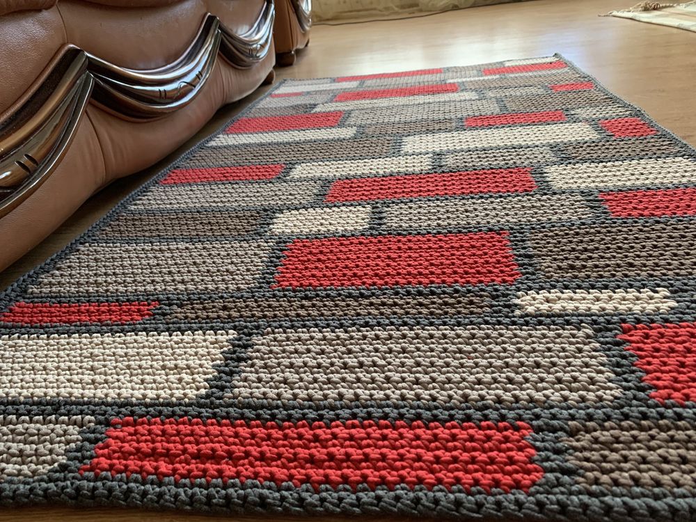 Килимок в'язаний, килим, коврик, ковер handmade
