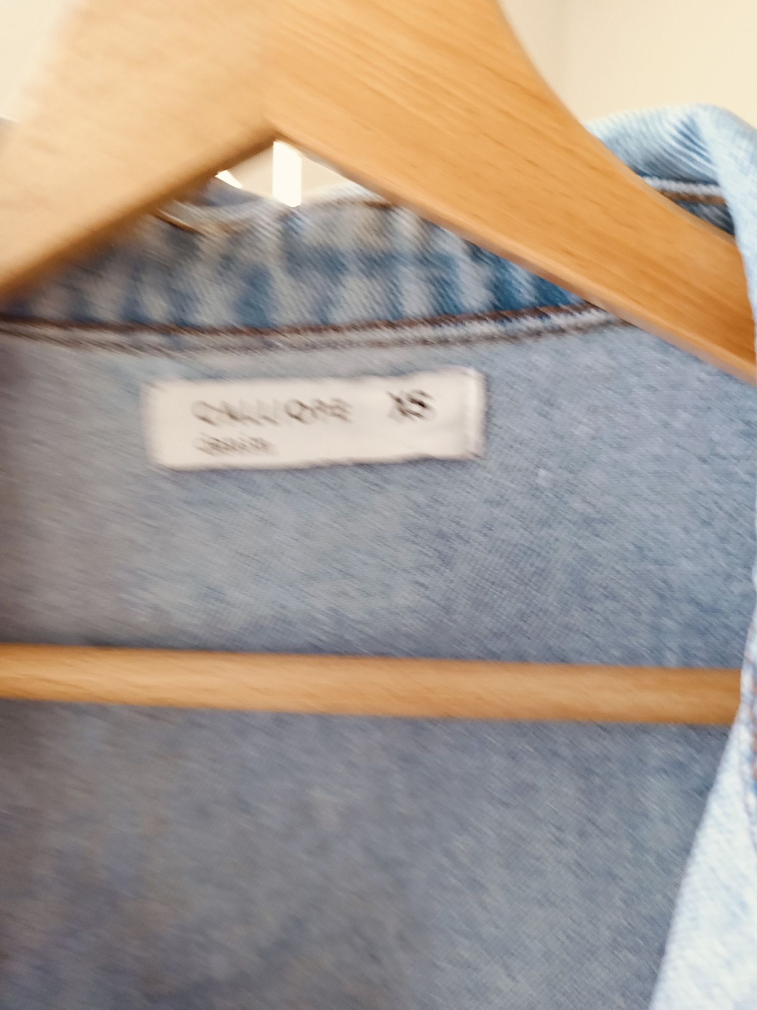Długa katana jeansowa damska XS S oversize wiązana w talii niebieska