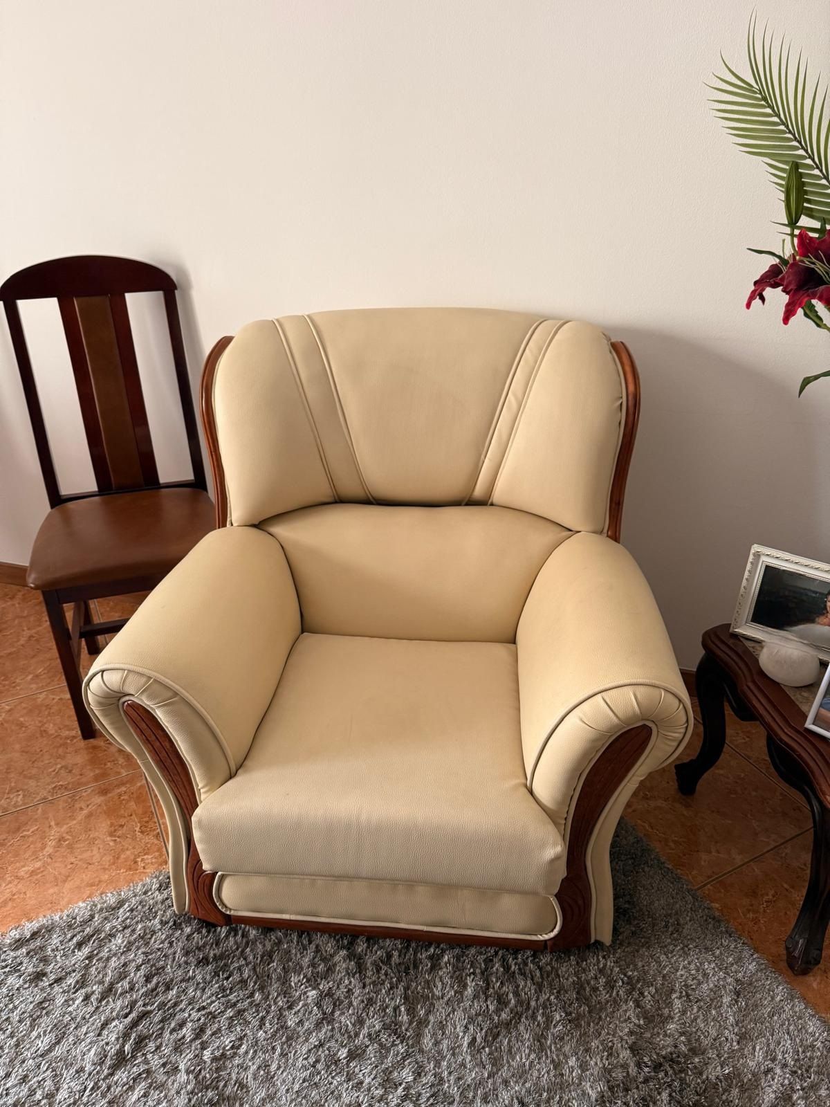 Sofá em Pele 3 lugares + 2 Poltronas individuais