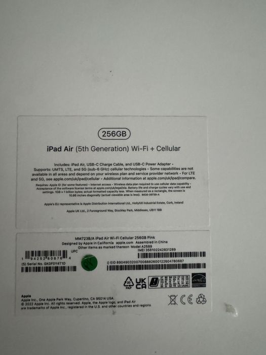 Ipad air 5 256gb wi-fi + cellular