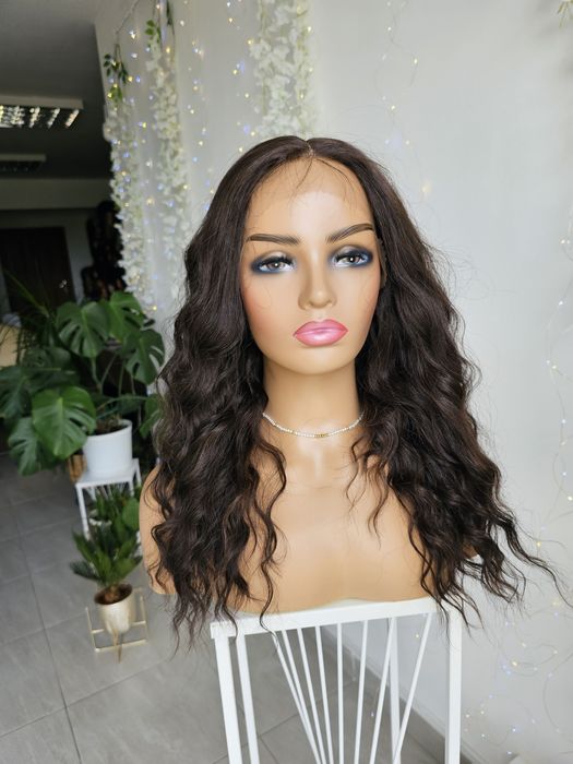 Peruka premium Iga fale natutlany brąz z refleksami 55 cm lace front
