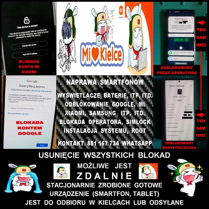 Zdalne Usuwanie Blokada Plus Polkomtel Tmobile Samsung Xiaomi Google