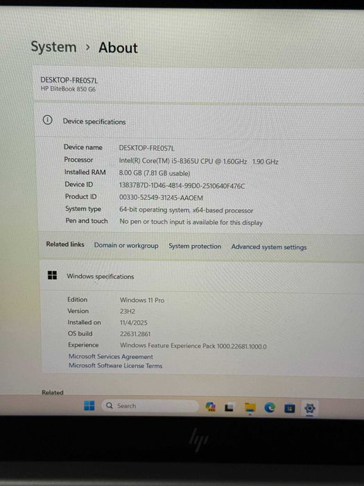 HP EliteBook 850 G6 15.6" Fhd i5-8th 8\256 GB