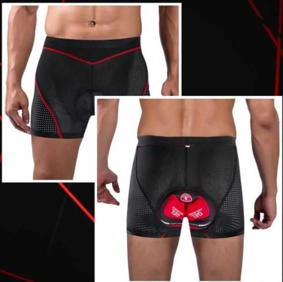 Spodenki rowerowe, z żelową wkładką, kolarskie, bokserki, męskie,M-XXL