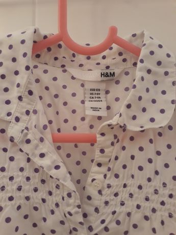 Bluzka w fioletowe kropki dla dziewczynki H&M, rozm 128
