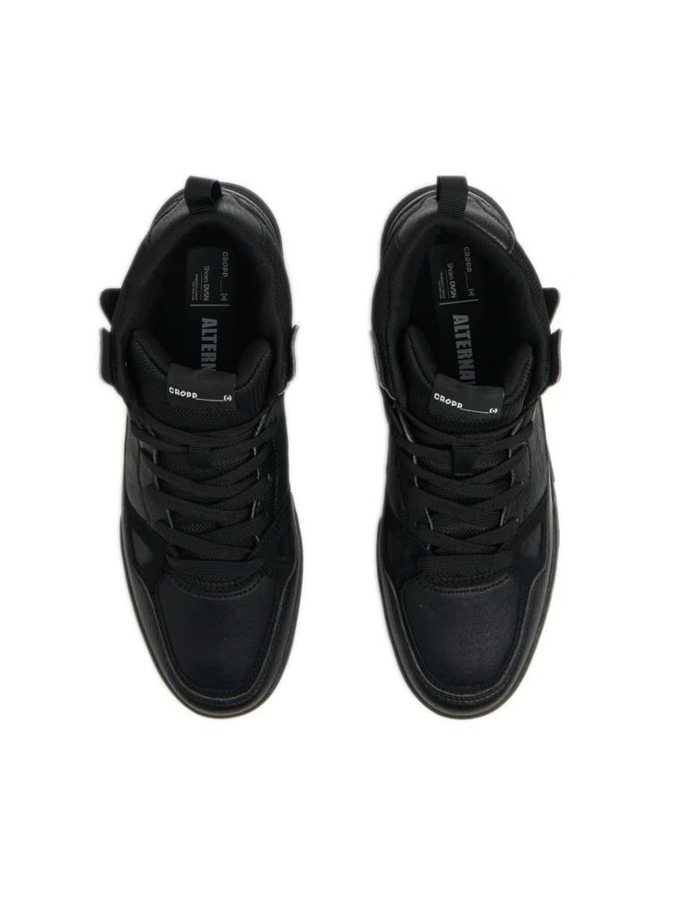 Nowe czarne męskie sznurowane wysokie buty sneakersy za kostkę Cropp