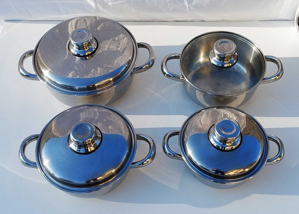 Conjunto de tachos / panelas / caçarolas em aço inox 18/10 da Artame