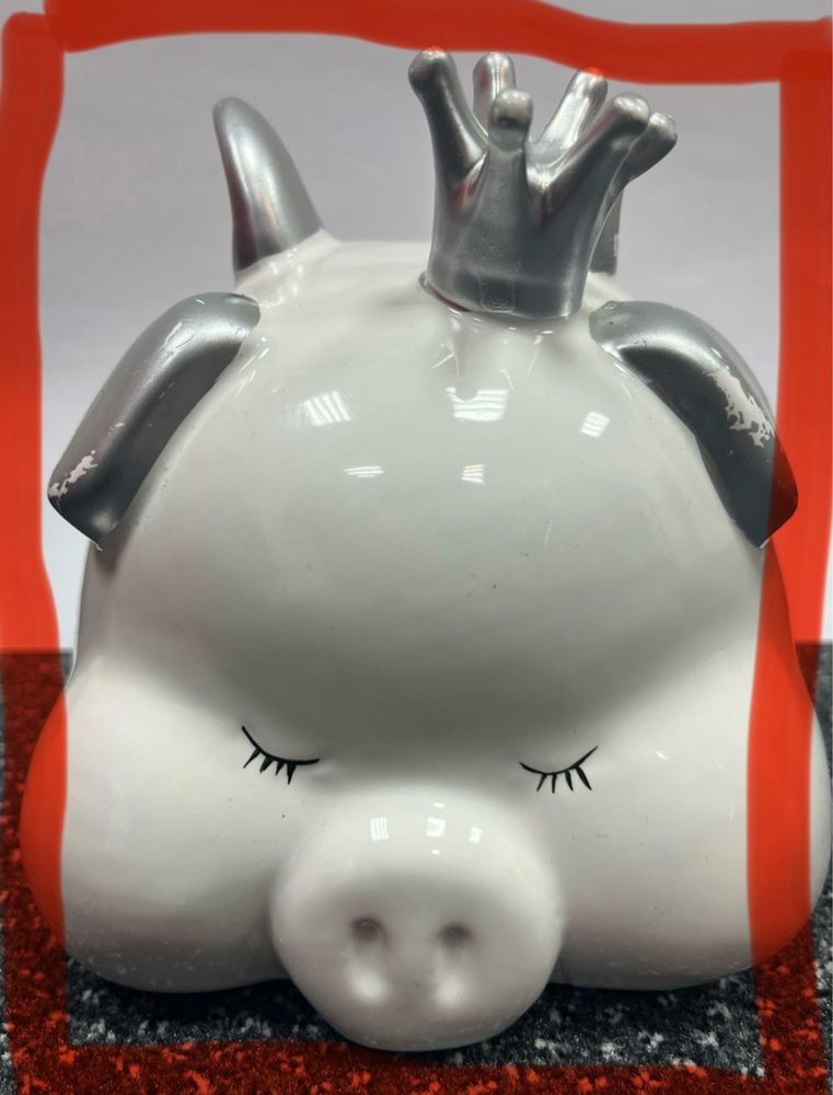 Ceramiczna Świnka skarbonka w koronie,  XL