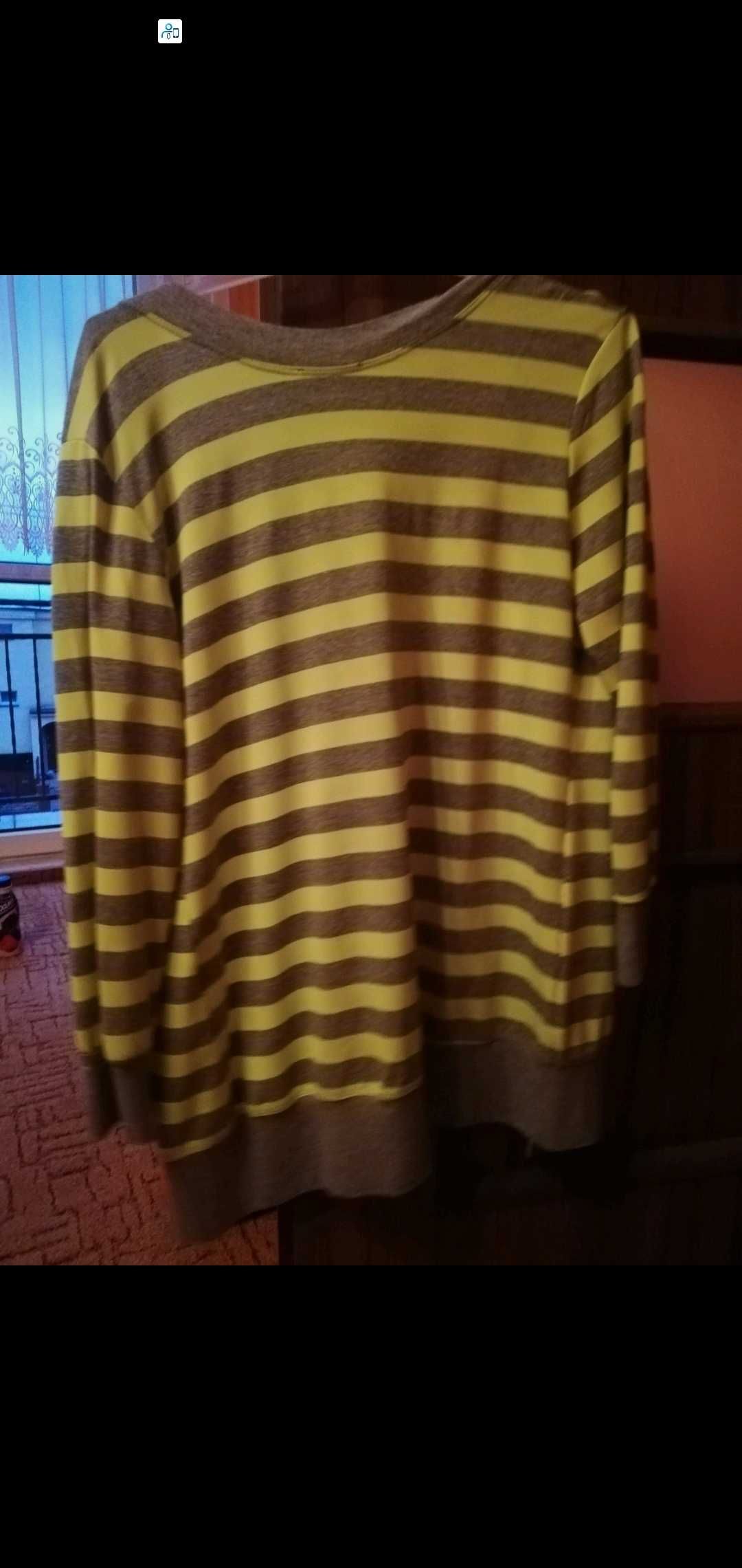 Sprzedam sweterek w kolorze żółtym jaskrawym w szare paski