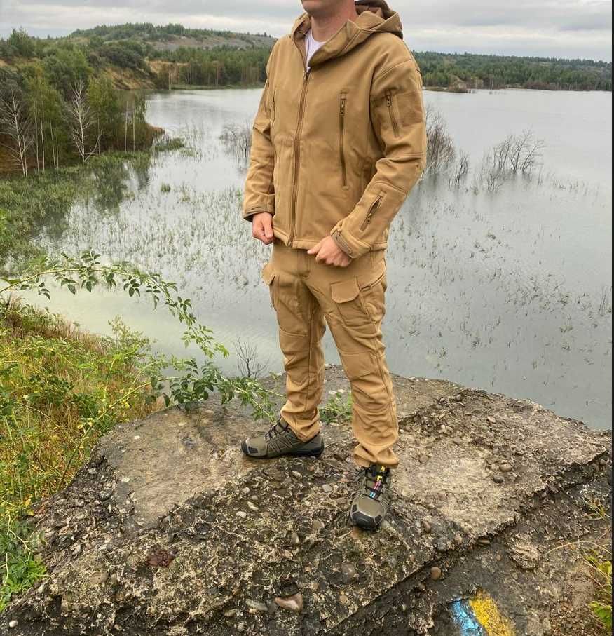 Костюм Softshell Чоловічий тактичний одяг Військова форма Олива Койот.