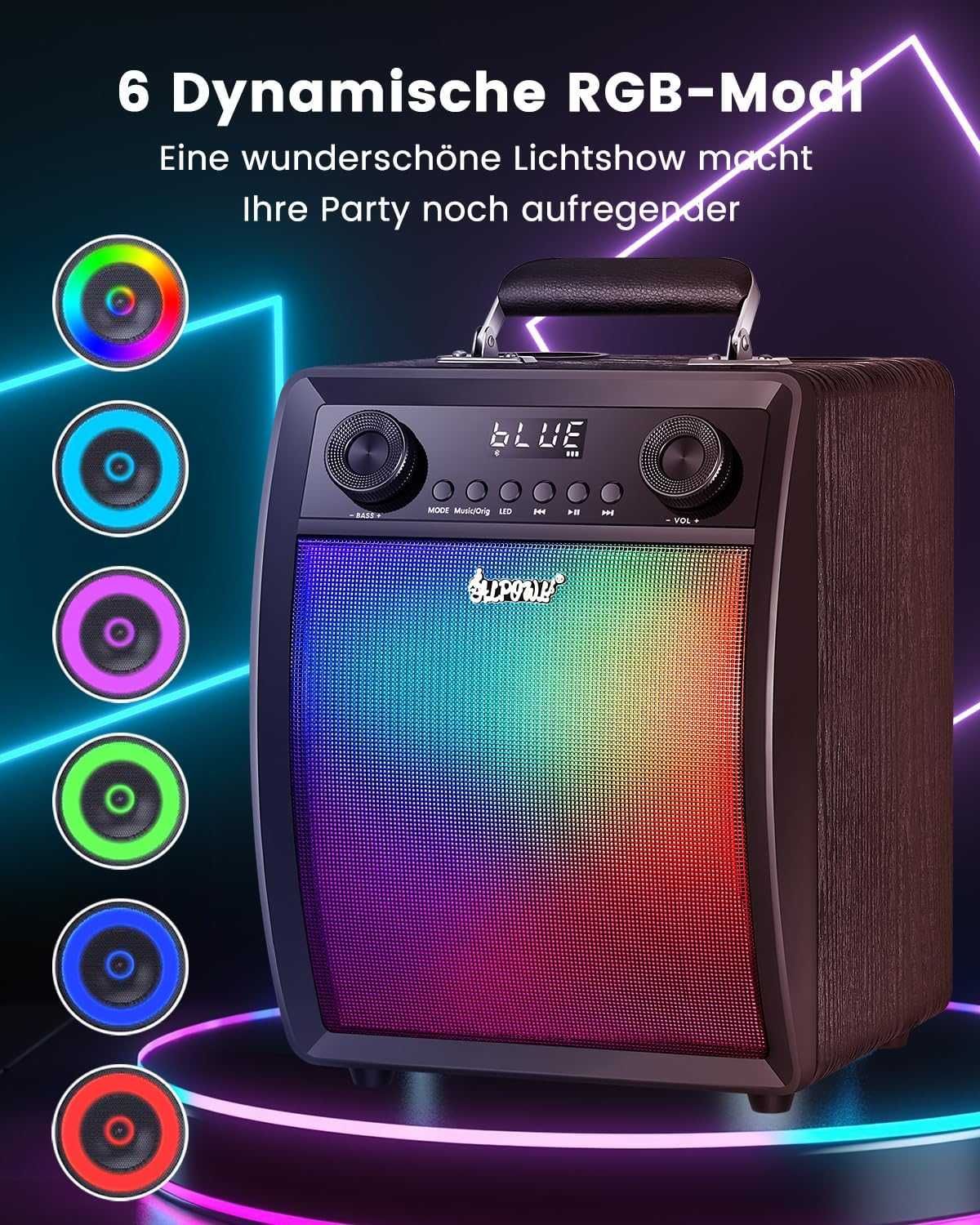 GŁOŚNIK KARAOKE "ALPOWL" 2 Mikrofony  Bluetooth,Led