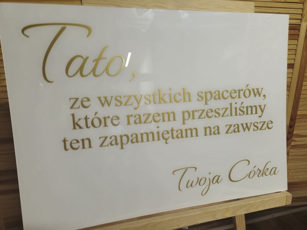 Tablica weselna tato ze wszystkich spacerów biało-złota