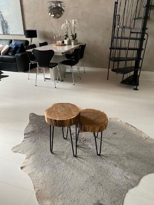 Stolik kawowy zestaw plaster dębu loft industrial hairpin legs