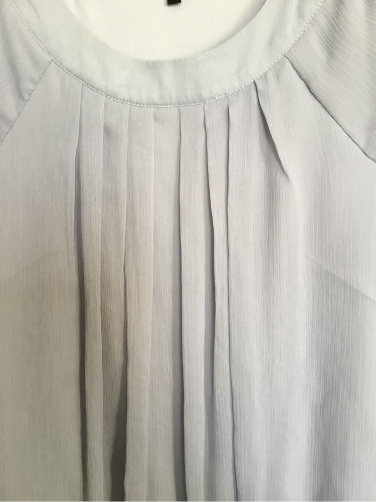 Нарядная серая шифоновая блузка на подкладке