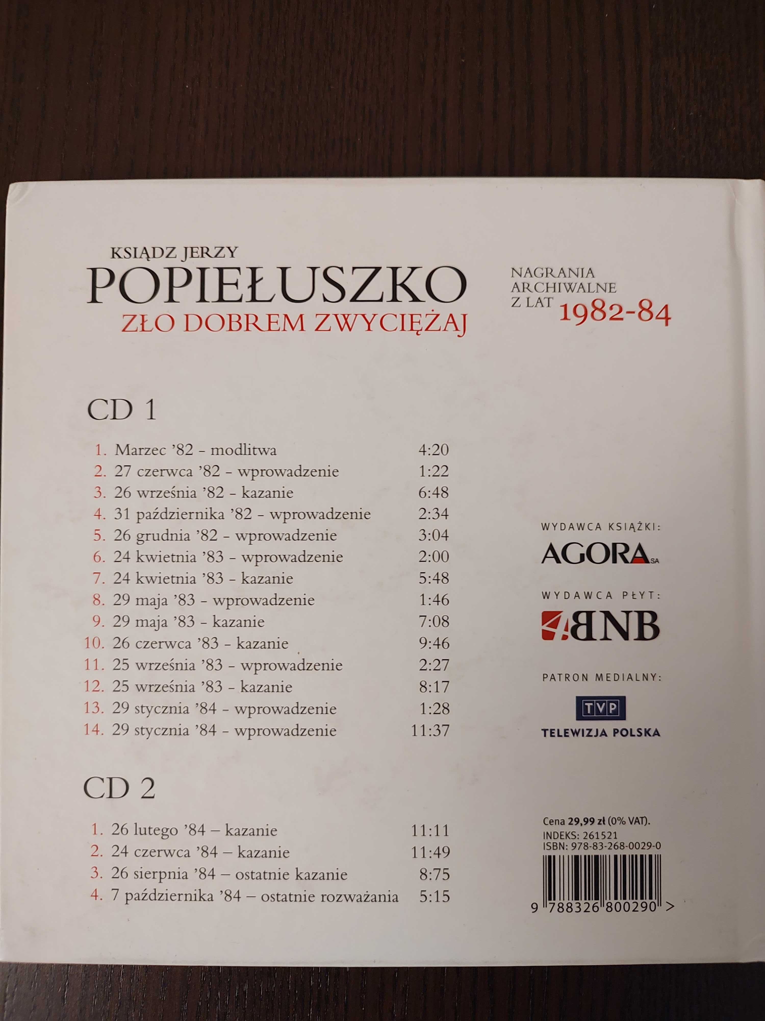 2 płyty CD Jerzy Popiełuszko modlitwy, kazania, rozważania