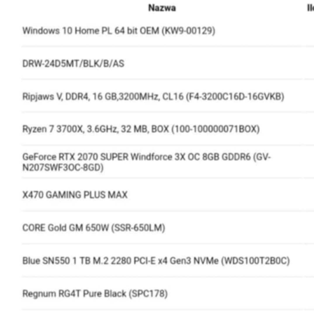 Komputer stacjonarny Ryzen 7 | RTX 2070 SUPER | 16 GB RAM |