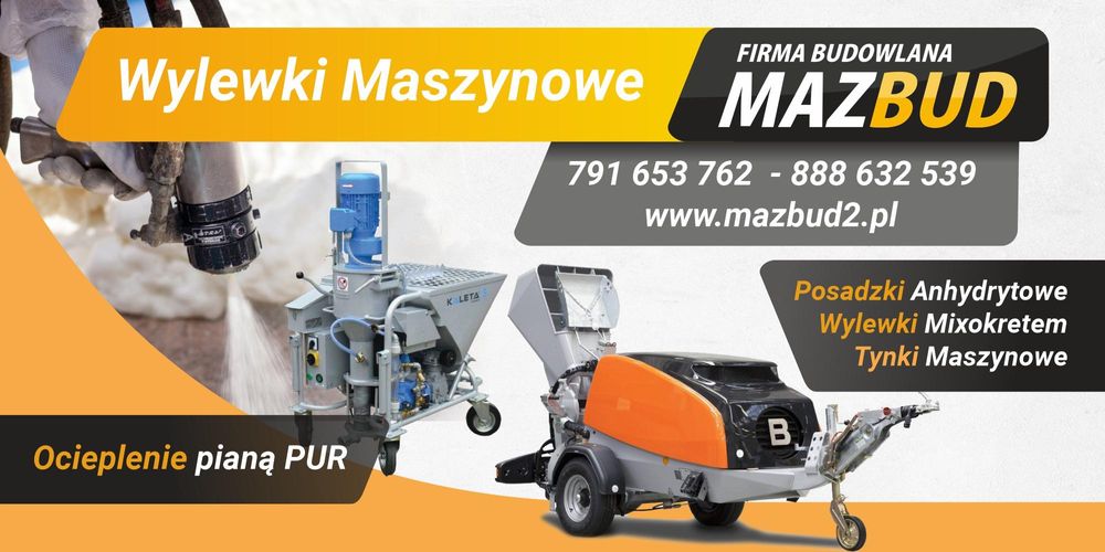 Wylewki betonowe, Posadzki maszynowe z mixokreta, Styrobeton, Tynki