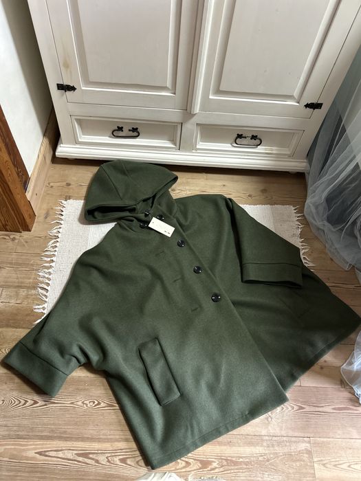 zielony Italy Moda zapinany na guziki z kapturem