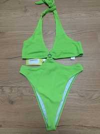 Neonowy kostium kąpielowy monikini prążkowany Boohoo L