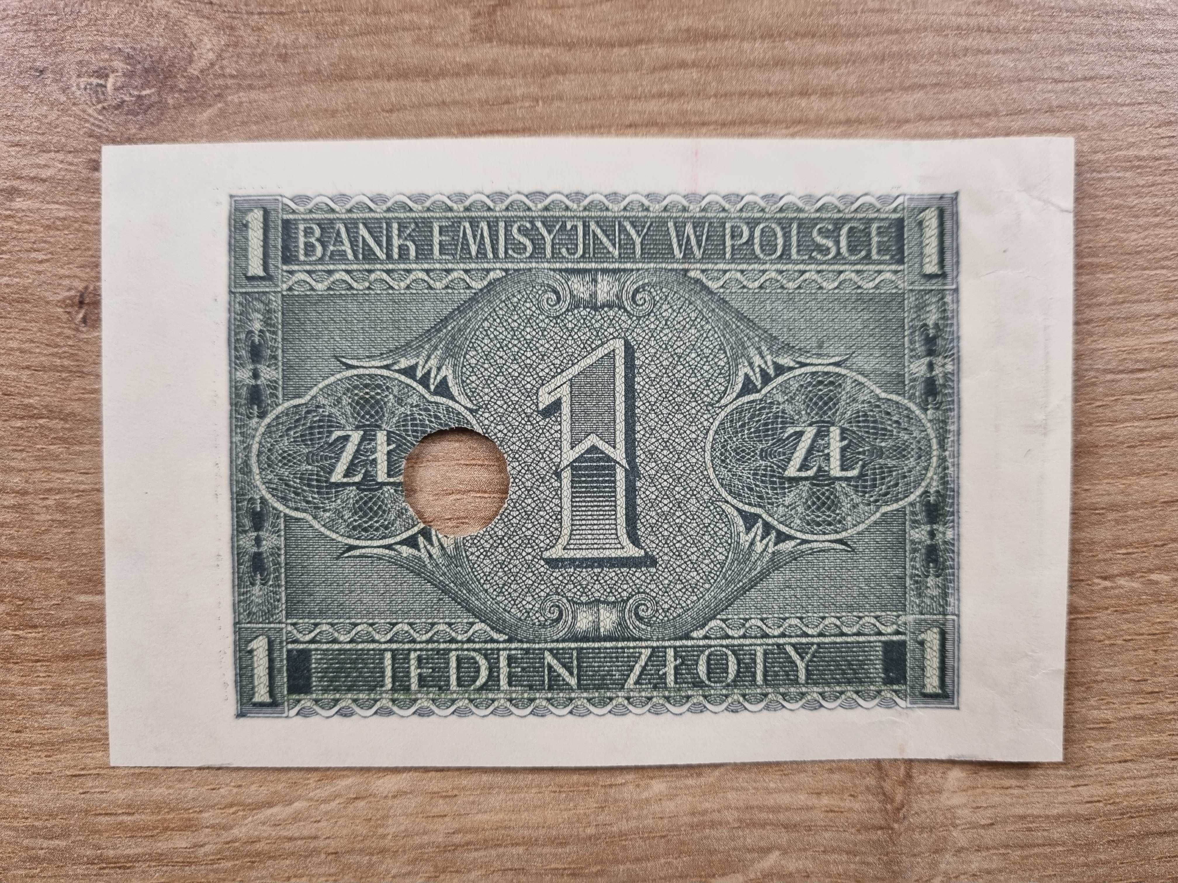 1 zł 1941 skasowany 1 złoty 1941 bez numeru i serii