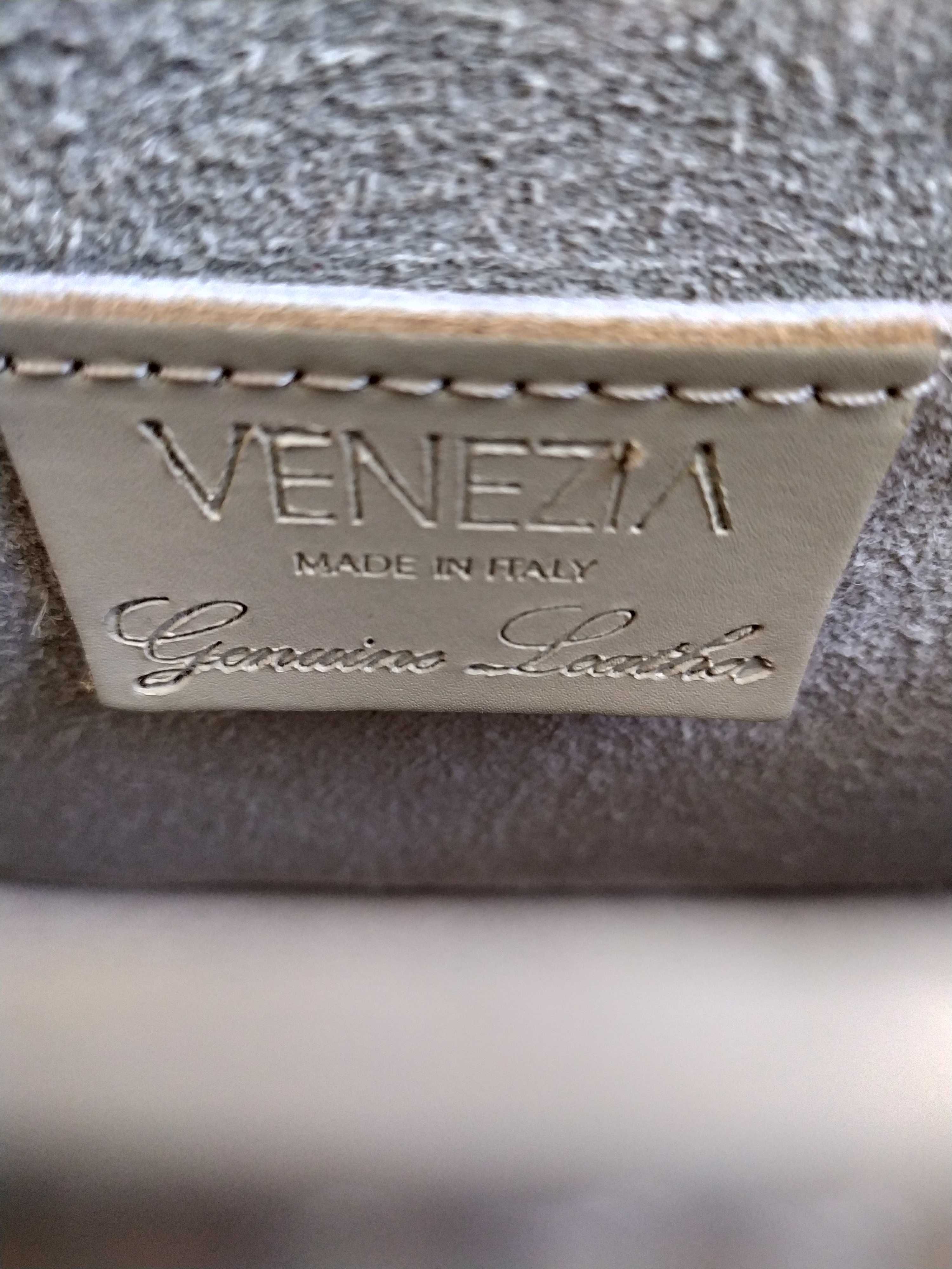 torebka VENEZIA, skóra, kol. beż, kremowa, ecru, panterka