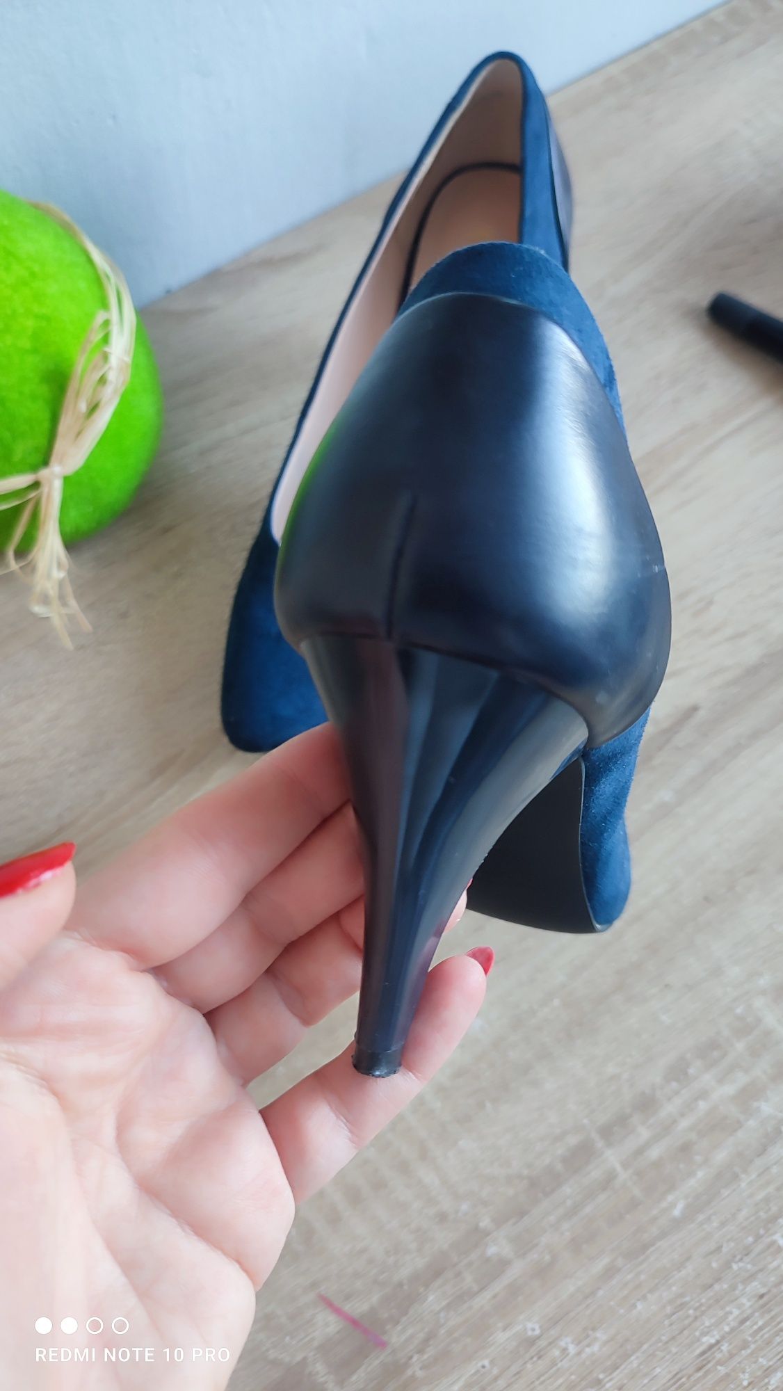 Buty damskie czółenka szpilki granatowe