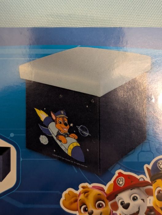 Psi patrol pufa z pojemnikiem na zabawki 30x30x30 cm niebieska