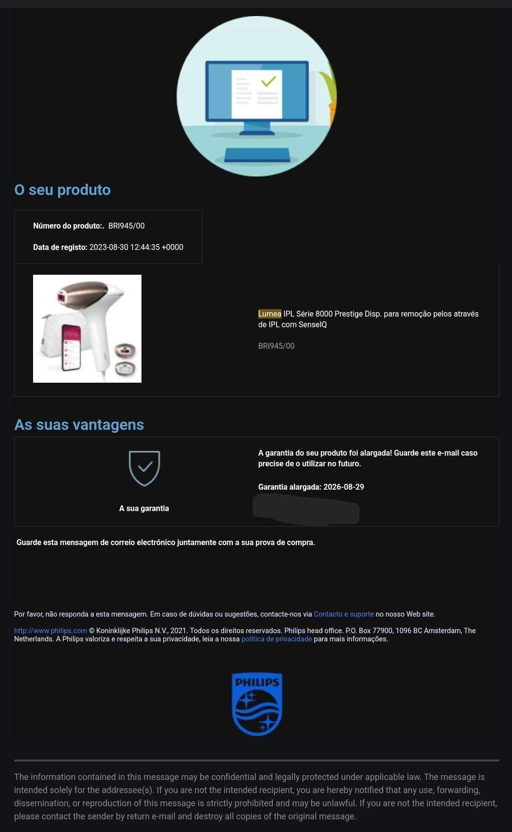Depilação IPL - Lumea IPL Série 8000 Prestige