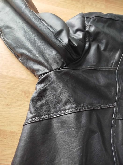Czarna męska kurtka, płaszcz skórzana duży rozmiar