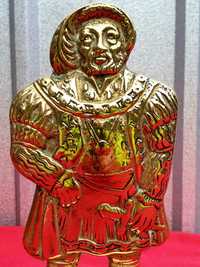 Mosiądz, ,mosiężna ,sygnowana, płaskorzeźba króla Anglii Henry VIII