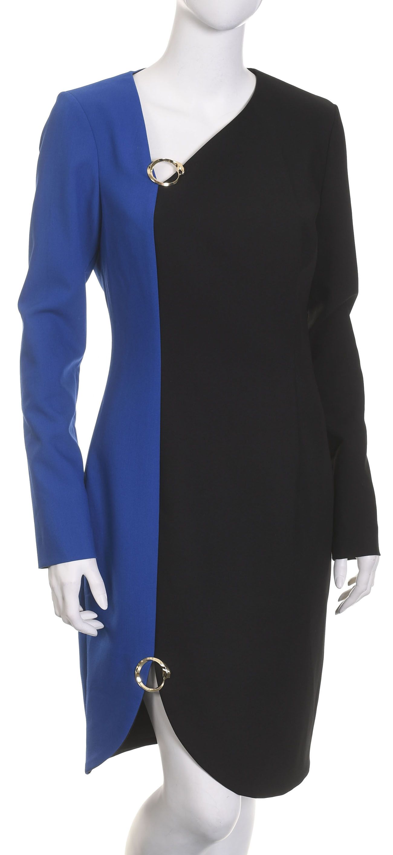 ROBERTO CAVALLI CLASS elegancka sukienka midi z długim rękawem 36 38