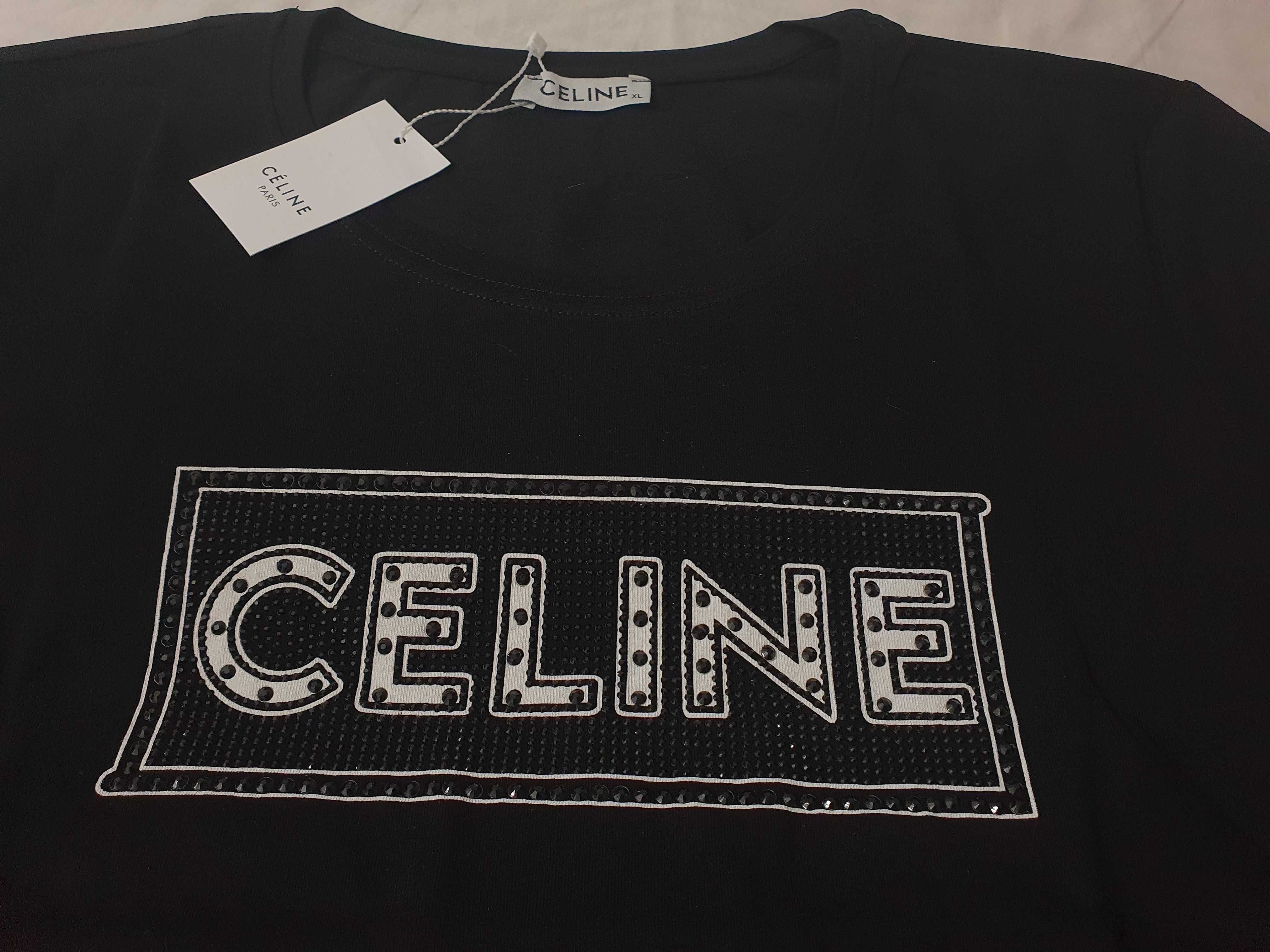 NOWA damska koszulka Celine t-shirt cc bluzka czarna xl 42