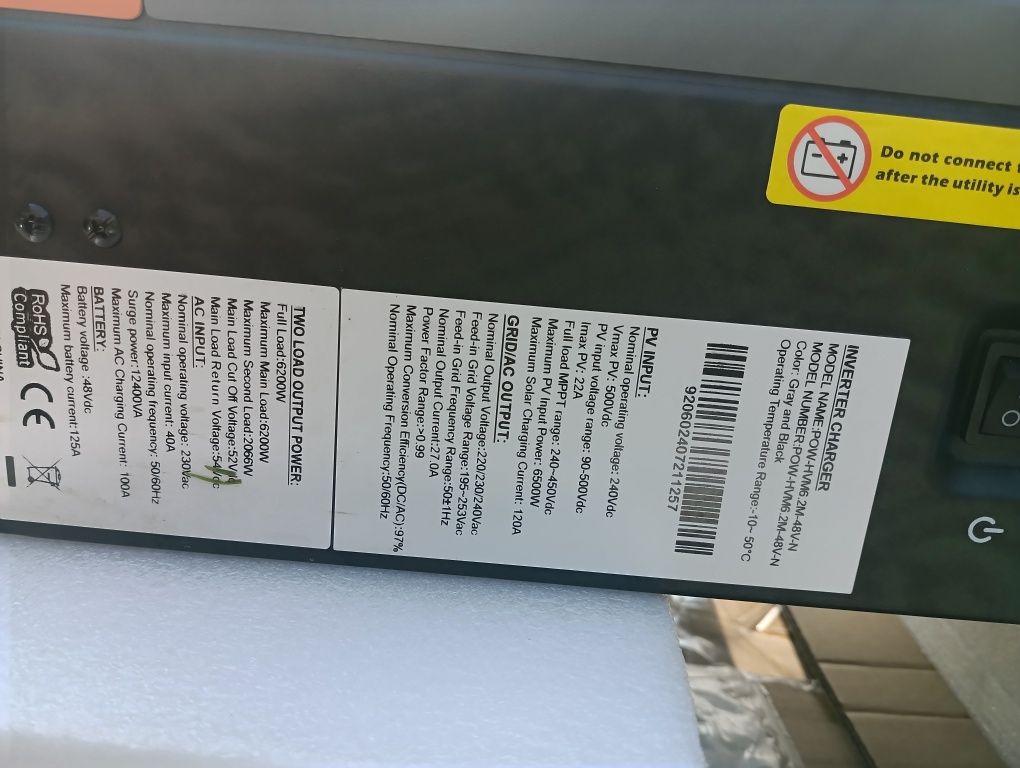 Гібридний інвертор Powmr 6.2 kW , WiFi