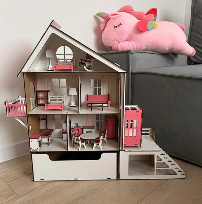 Будинок LOL для ляльок, 60 см зі сходами та ліфтом 5 кімнат