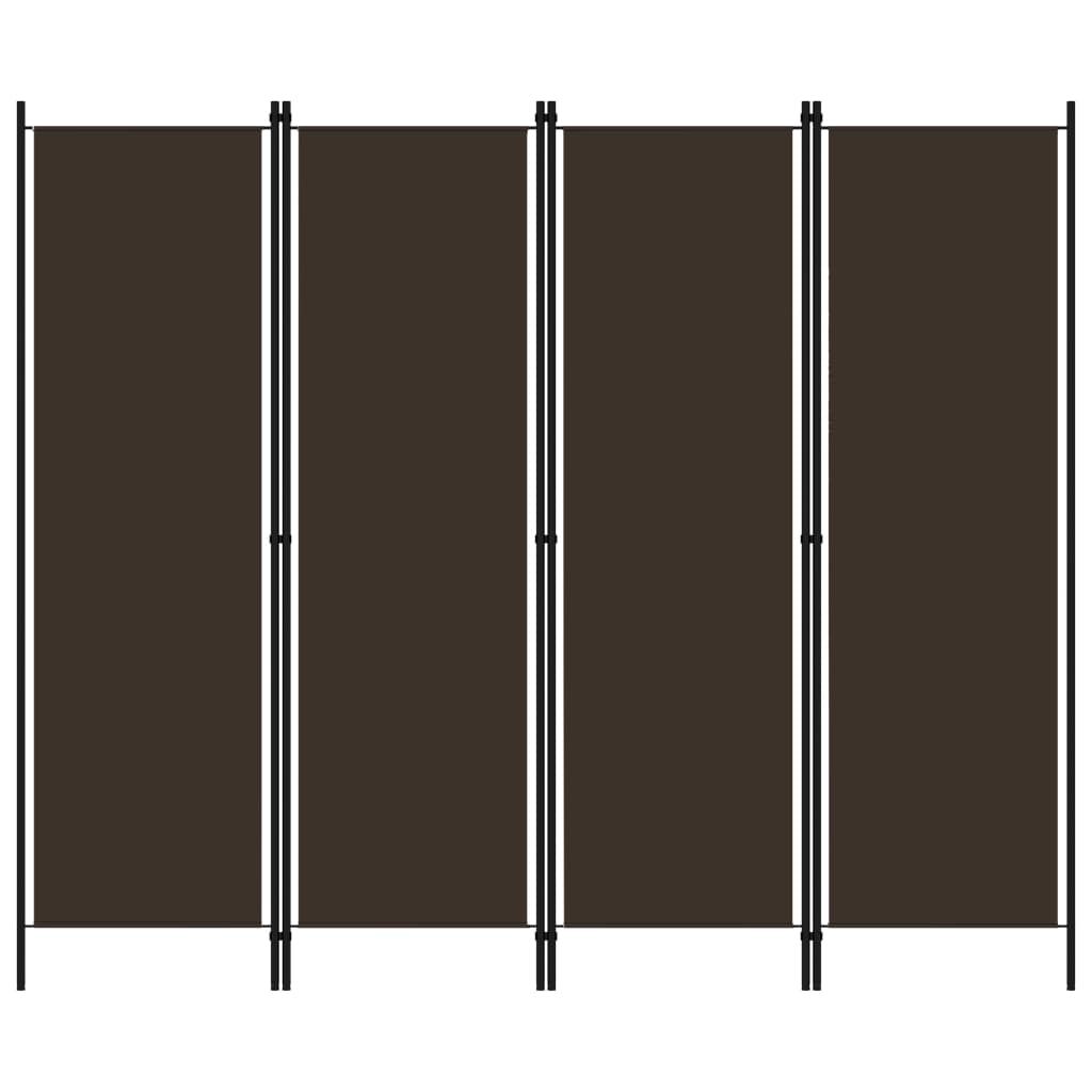vidaXL Parawan 4-panelowy, brązowy, 200 x 180 cm