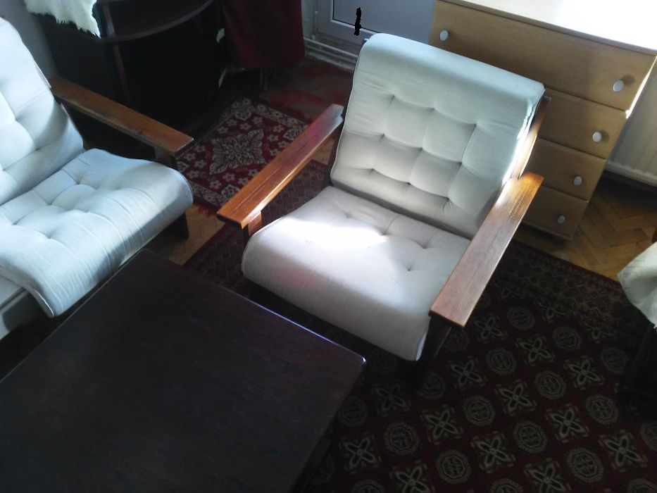 sofa 2os + fotel- KONTIKI komplet PRL;