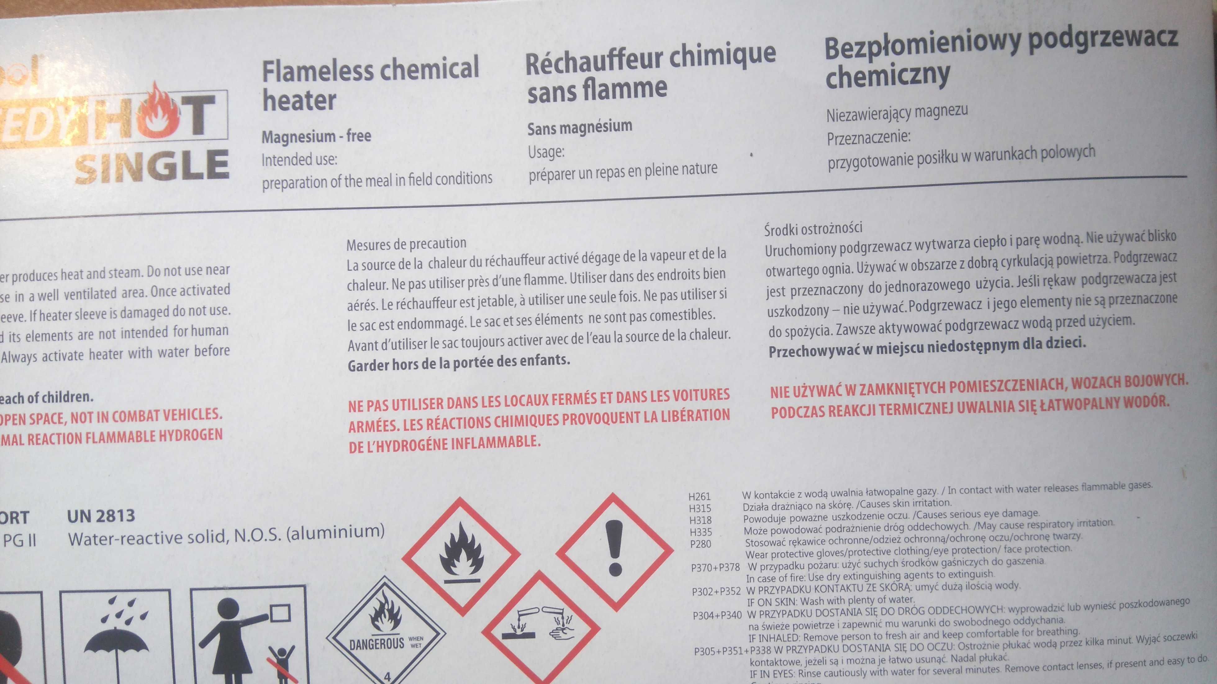 Bezpłomieniowy podgrzewacz chemiczny